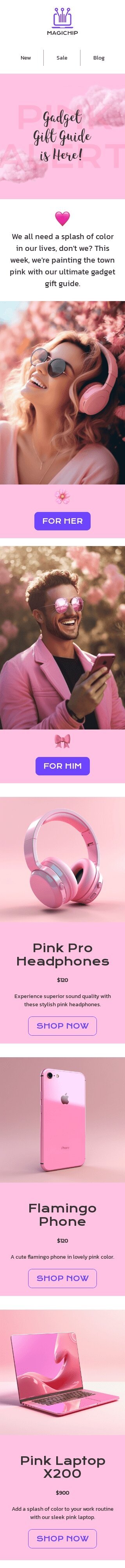 Modelo de e-mail de «Guia de gadgets para presentes» de promoção para a indústria de gadgets Visualização de dispositivo móvel