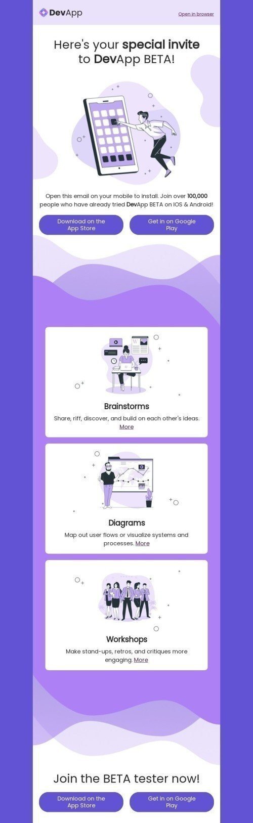 Announcement Email Template "Special invite" for Software & Technology industry mobile view