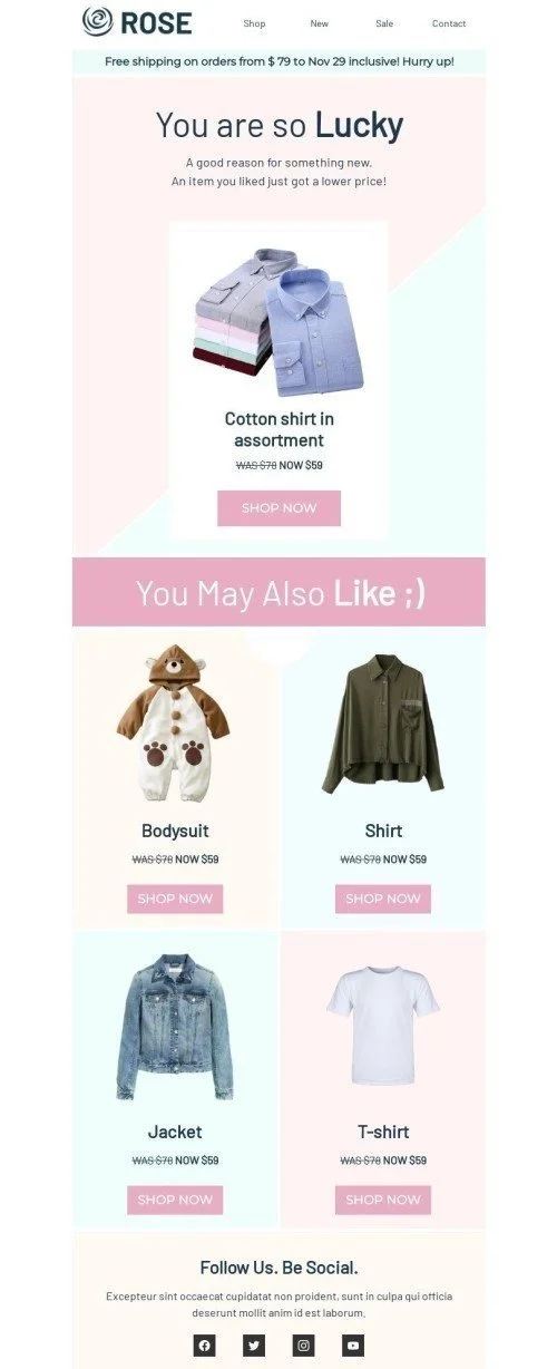 Announcement Email Template "Lower price" for Fashion industry