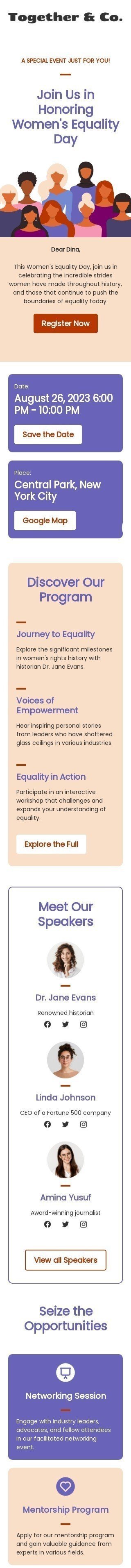 Plantilla de correo electrónico «Camino a la igualdad» de Día Internacional de la mujer para la industria de hobbies Vista de móvil