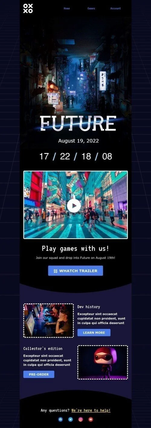 Announcement Email Template "Join our squad" for Gaming industry