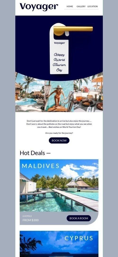 World Tourism Day Email Template "Are you ready for the journey?" for Hotels industry mobile view