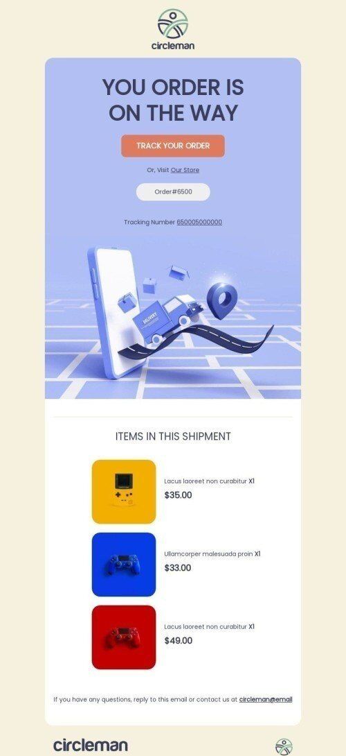 Delivery Email Template "Track your order" for Gadgets industry mobile view