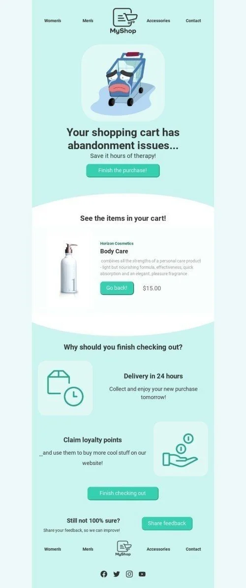 Abandoned Cart Email Template "Abandonment issues" for Ecommerce industry