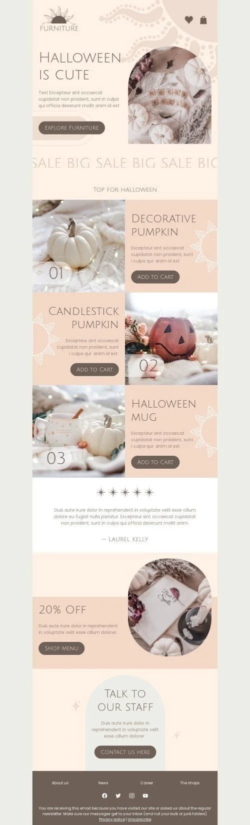 Halloween Email Template "Halloween is cute" for Furniture, Interior & DIY industry
