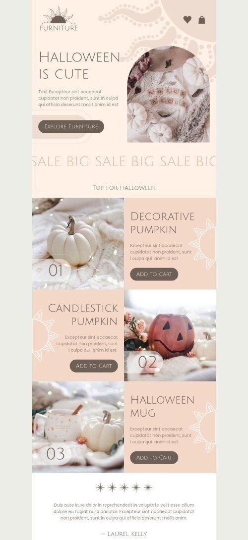 Halloween Email Template "Halloween is cute" for Furniture, Interior & DIY industry mobile view