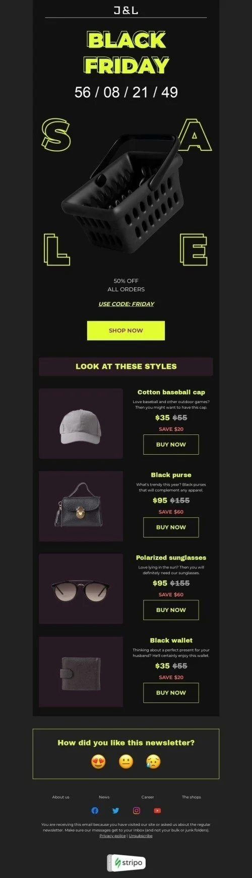 Black Friday Email Template "Look at these styles" for Fashion industry