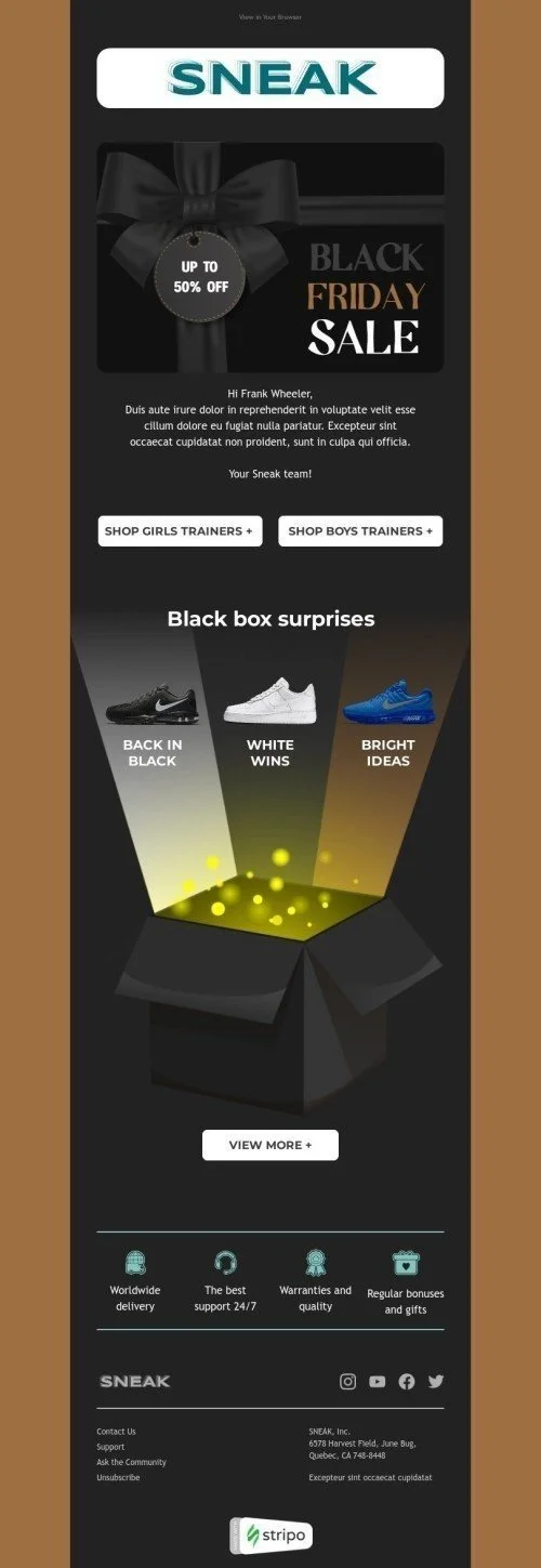 Black Friday Email Template "Back in black" for Fashion industry