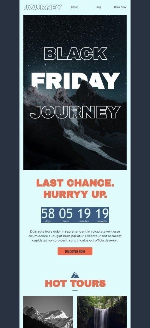 Black Friday Email Template "Black Friday journey" for Travel industry mobile view