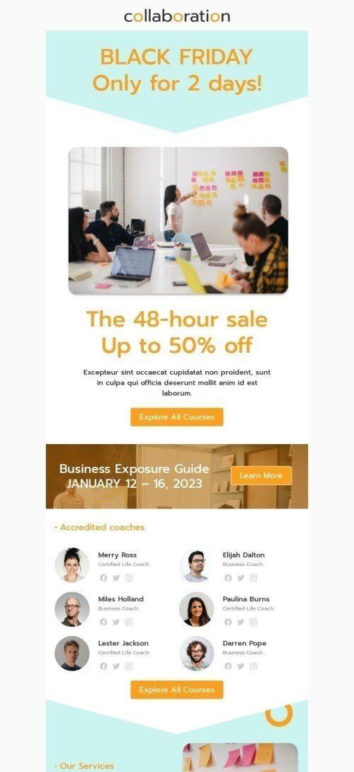 Black Friday Email Template "Only for 2 day" for Webinars industry mobile view