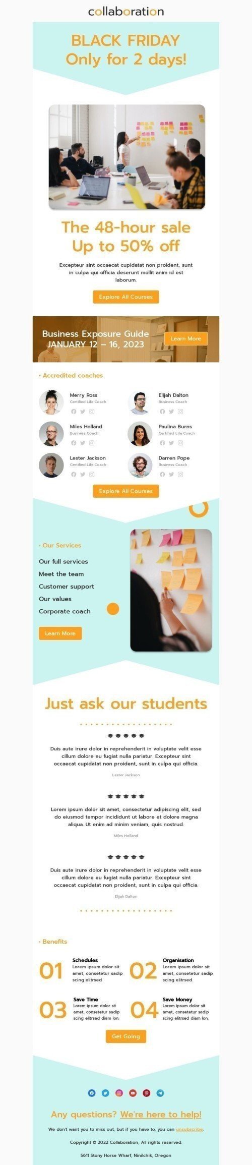 Black Friday Email Template "Only for 2 day" for Webinars industry mobile view