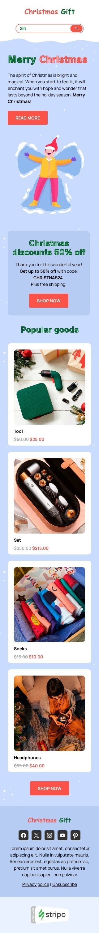 Modello email Natale «Fiera di Natale» per il settore industriale di ecommerce Visualizzazione mobile