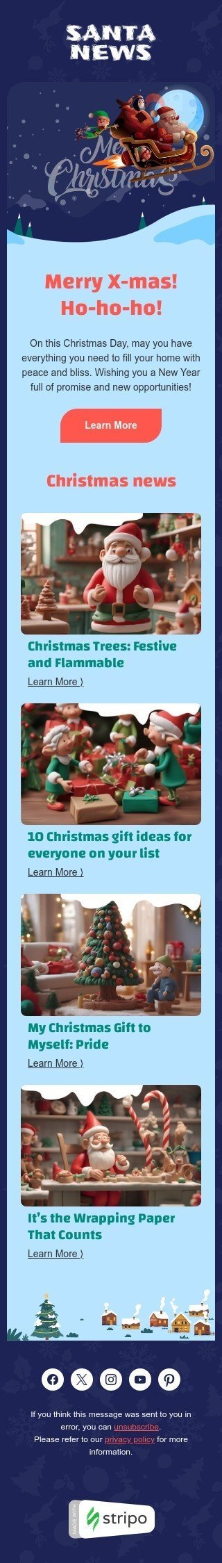 Modello email Natale «Notizie segrete di Natale» per il settore industriale di editoria e blog Visualizzazione mobile