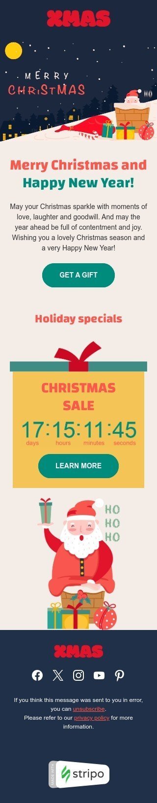 Modello email Natale «Natale alle porte» per il settore industriale di libri, regali e cancelleria Visualizzazione mobile