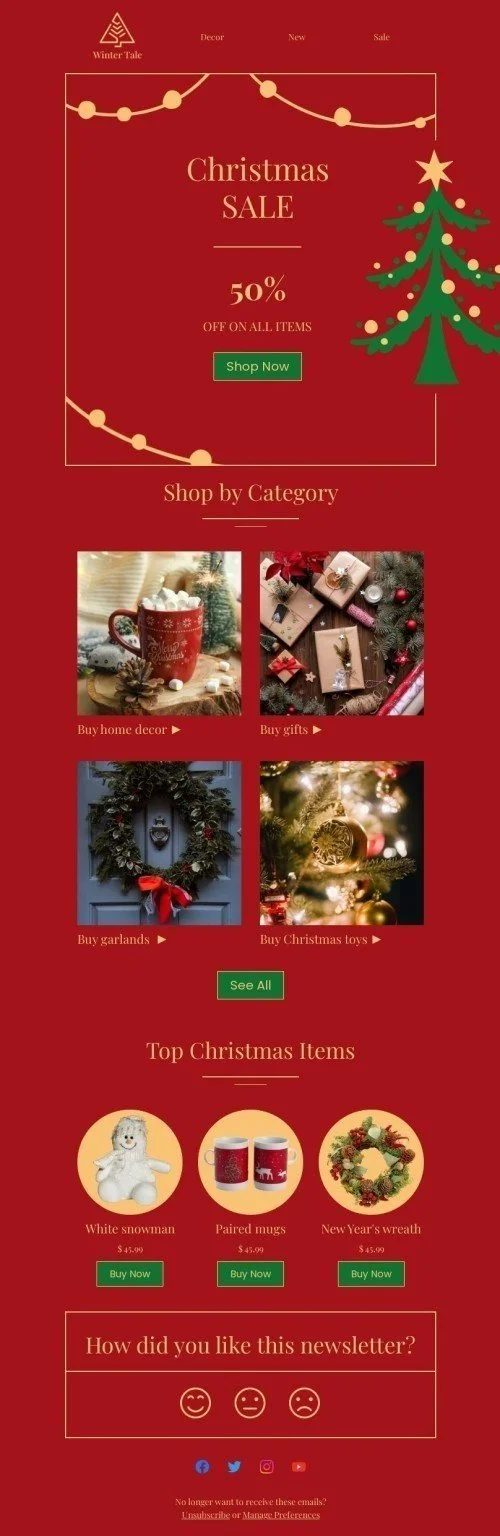 Christmas email template "Winter tale" for furniture, interior & DIY industry