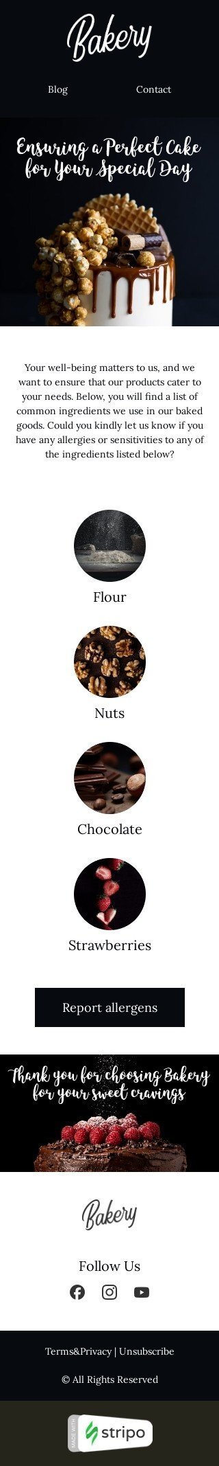 Bestätigung E-Mail-Vorlage «Perfekter kuchen» für Backen-Branche Ansicht auf Mobilgeräten