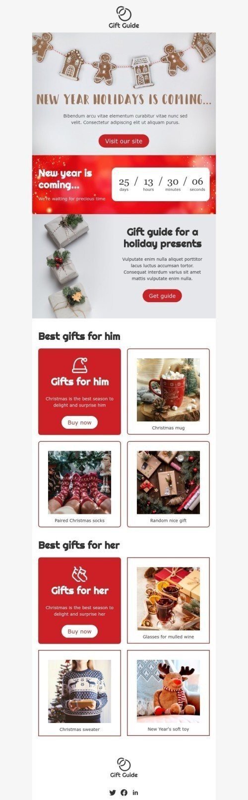Modelo de e-mail de «Estamos esperando por um tempo precioso» de Ano Novo para a indústria de móveis, decoração e DIY Visualização de desktop