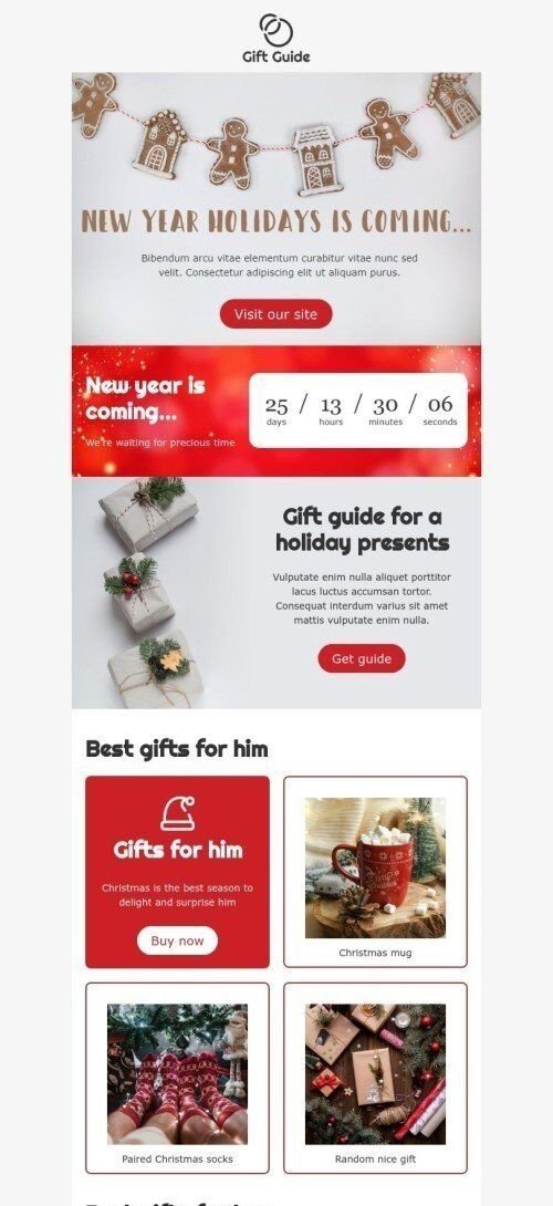 Plantilla de correo electrónico «Nosotros estamos esperando un tiempo precioso» de Año Nuevo para la industria de muebles, interior y bricolaje Vista de móvil