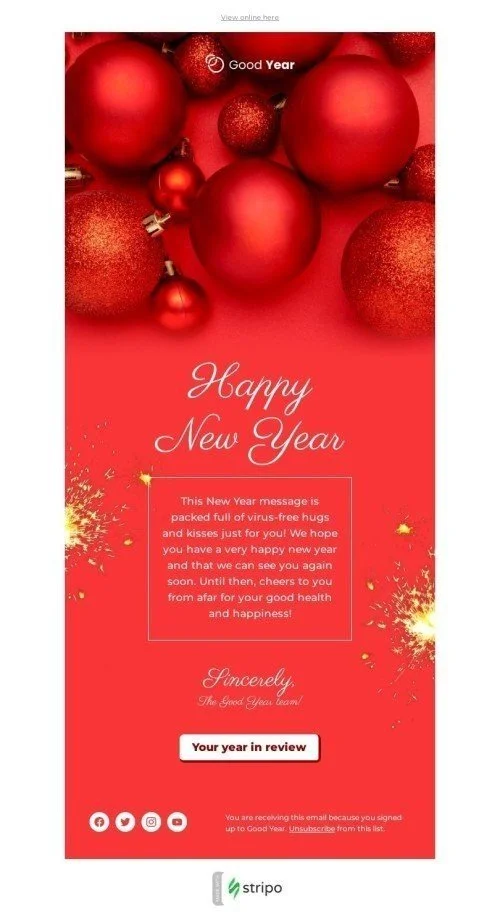 New Year email template "Good year" for business industry