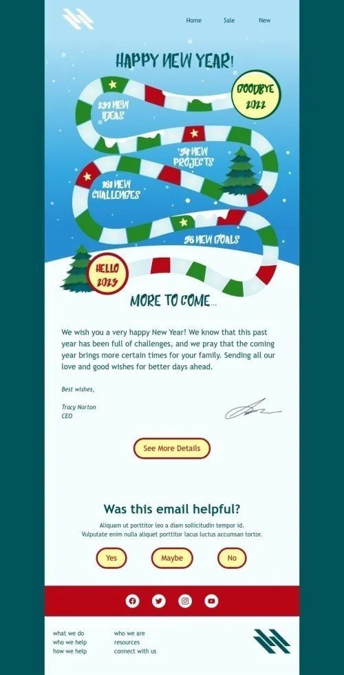 New Year email template "Hello New Year" for business industry