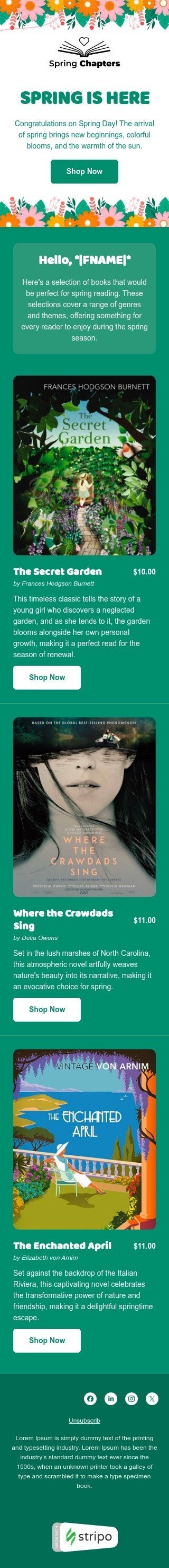 Шаблон письма к празднику Весна «Окунитесь в весну» для индустрии «Книги, подарки, канцтовары» мобильный вид