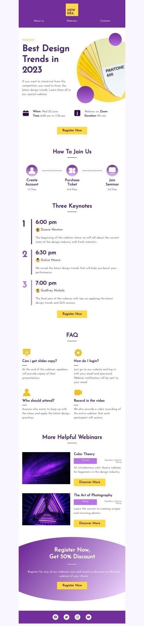 Confirmation email template "Invitation to the webinar" for webinars industry mobile view