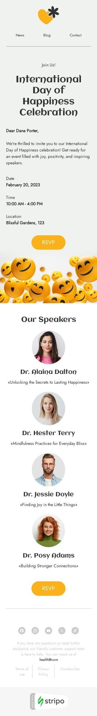 Plantilla de correo electrónico «Celebración alegre» de Día Internacional de la Felicidad para la industria de salud y belleza Vista de móvil