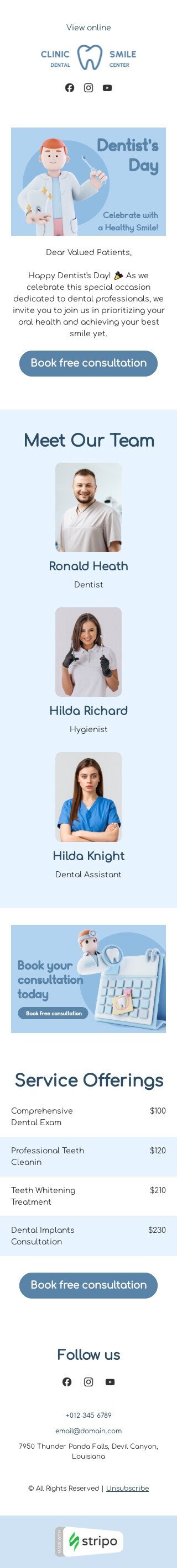 Plantilla de correo electrónico «Sonrisa saludable» de Día nacional del dentista para la industria de salud y belleza Vista de móvil