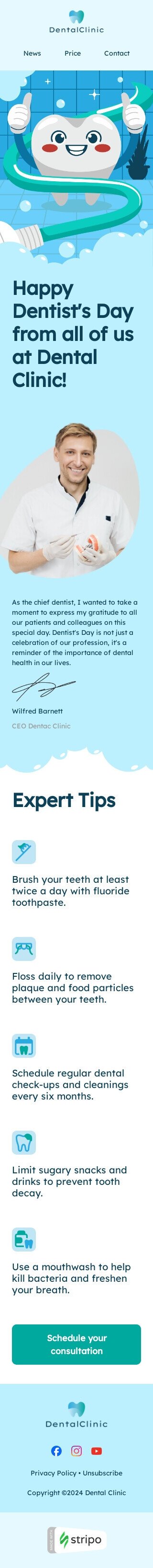 National Dentist's Day email template "Dental health" for health and wellness industry mobile view