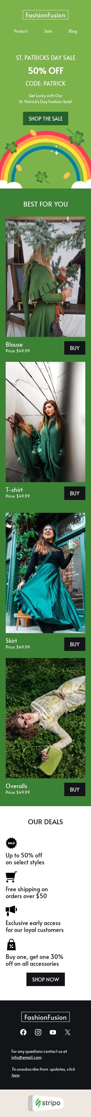 Plantilla de correo electrónico «Tener suerte» de Día de San Patricio para la industria de moda Vista de móvil