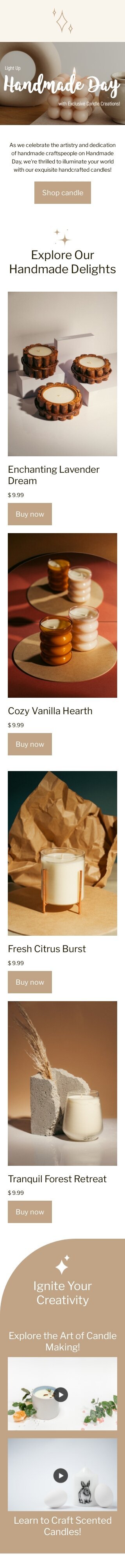 Шаблон листа до свята День рукоділля «Ексклюзивні свічкові вироби» для індустрії «Подарунки та квіти» мобільний вигляд