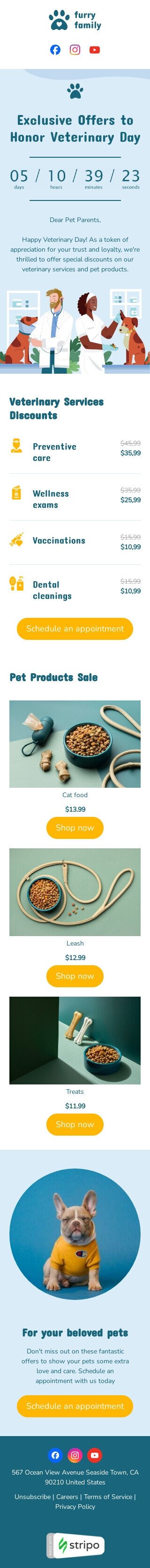 Modello email Giornata veterinaria «Servizi veterinari» per il settore industriale di animali domestici Visualizzazione mobile