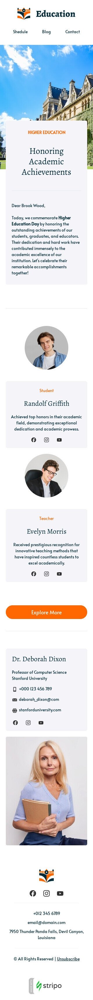 Modello email Giornata dell'istruzione superiore «Risultati del nostro studente» per il settore industriale di istruzione Visualizzazione mobile