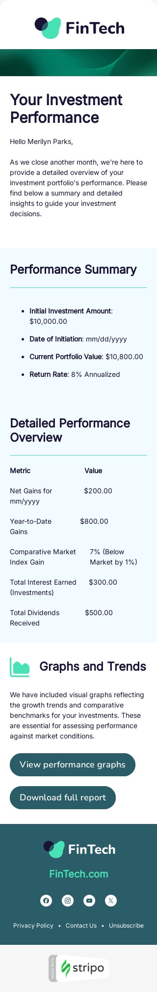Your investment performance Email Template by Stripo.email