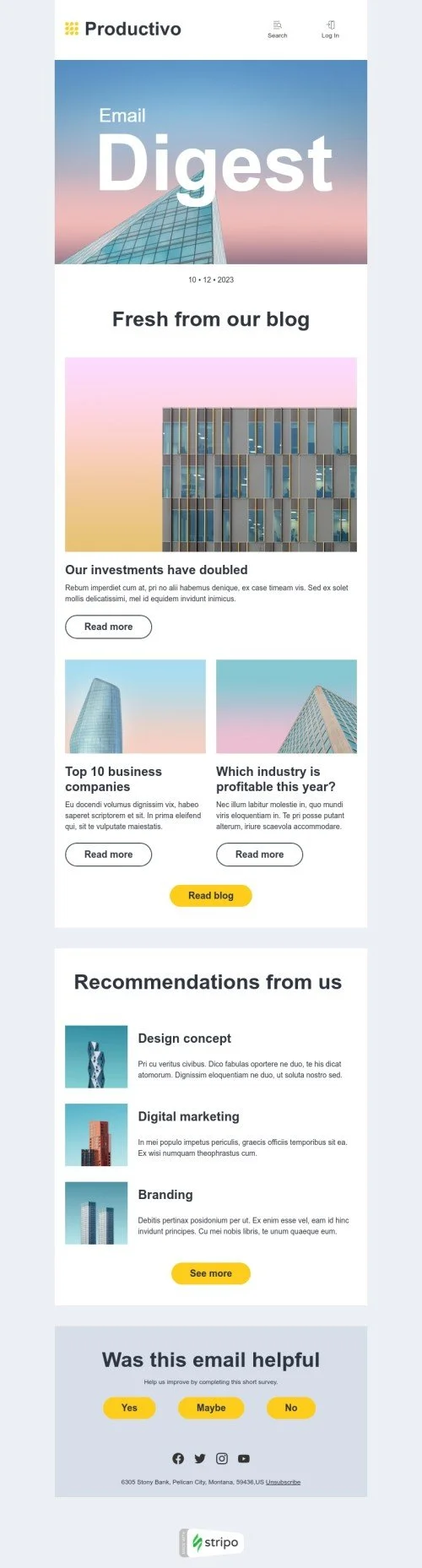 Promo email template "Minimal email digest" for real estate industry