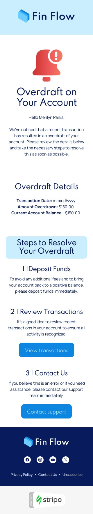 Insufficient funds alert Email Template by Stripo.email