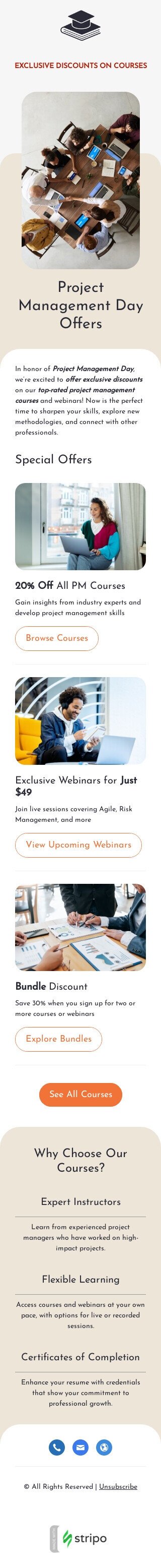 Modelo de e-mail de «Melhore suas habilidades» de Dia de gestão de projetos para a indústria de webinars Visualização de dispositivo móvel