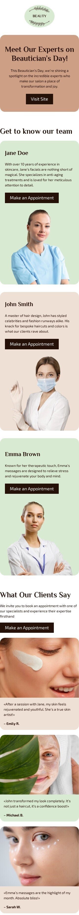 Modello email Giornata dell'estetista «Passione per la bellezza» per il settore industriale di bellezza e cura della persona Visualizzazione mobile