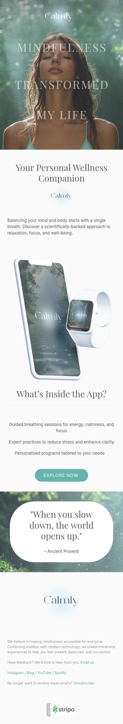 Modelo de e-mail de «Sua jornada começa aqui» de assinatura abandonada para a indústria de aplicações móveis Visualização de dispositivo móvel
