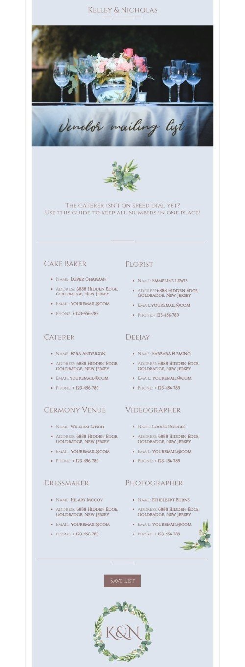 Promo email template "Vendor mailing list" for hobbies industry mobile view