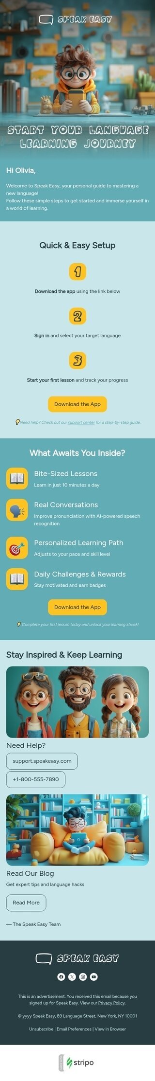 Modello email installazione dell'app «Percorso di apprendimento delle lingue» per il settore industriale di applicazioni mobili Visualizzazione mobile