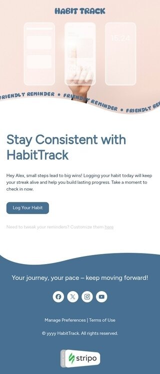 Шаблон письма «Дружеское напоминание» тематики напоминание об активности для индустрии «Мобильные приложения» мобильный вид