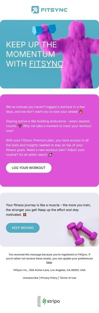 Aktivitätserinnerung E-Mail-Vorlage «Bleiben Sie in Bewegung» für Mobile Anwendungen-Branche Ansicht auf Mobilgeräten