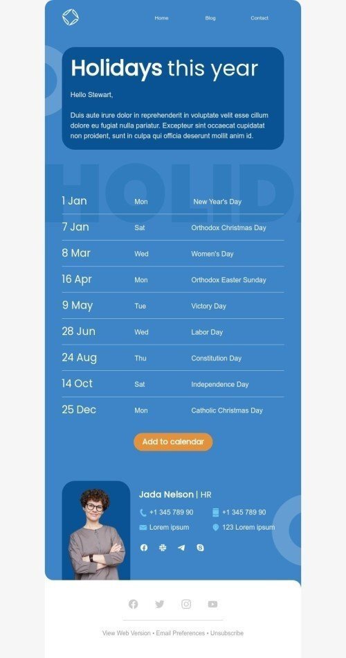 Modello email promo «Vacanze quest'anno» per il settore industriale di commercio Visualizzazione desktop