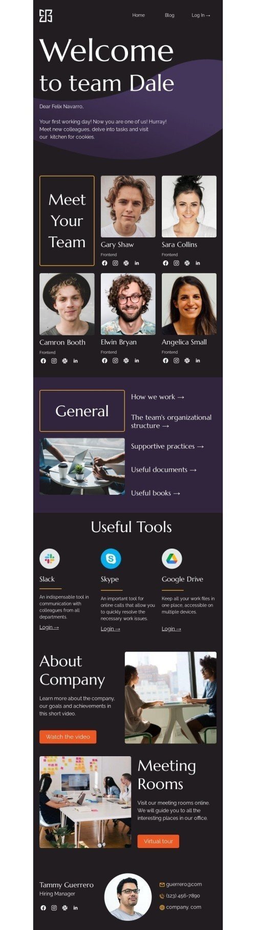 Promo email template «Meet your team» for business industry mobile view