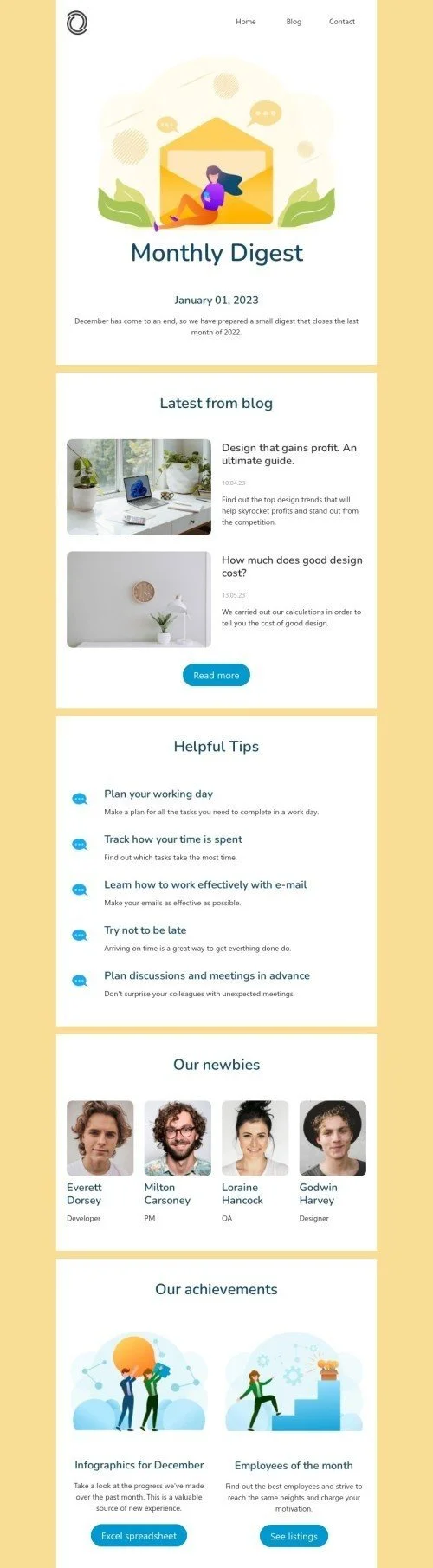 Promo email template «Helpful tips» for business industry