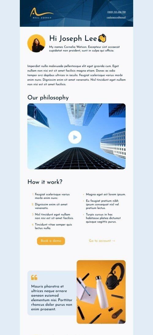 Modello email outreach «Prenota una dimostrazione» per il settore industriale di commercio Visualizzazione mobile