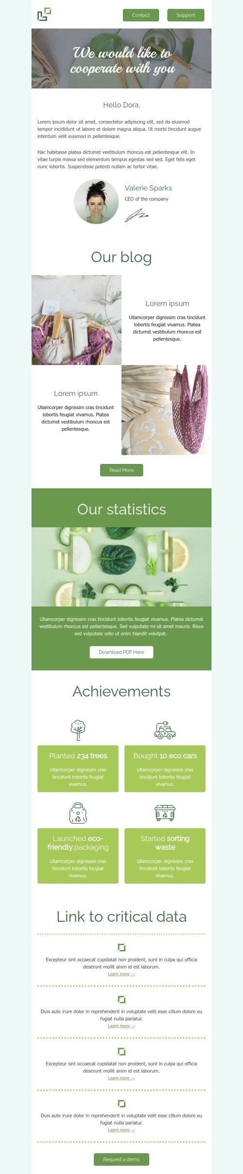 Outreach email template "We would like to cooperate with you" for organic & eco goods industrydesktop view