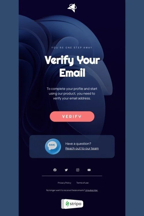 SaaS email template "You're one step away" for business industry
