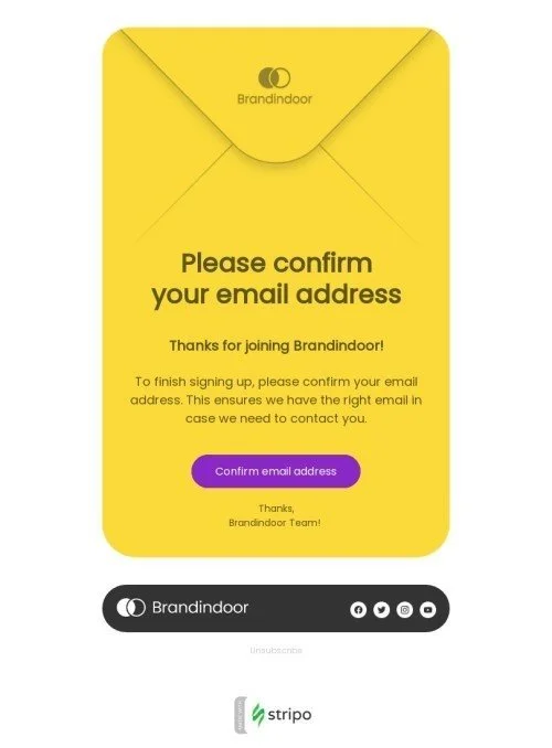 SaaS email template "Finish registration" for fashion industry